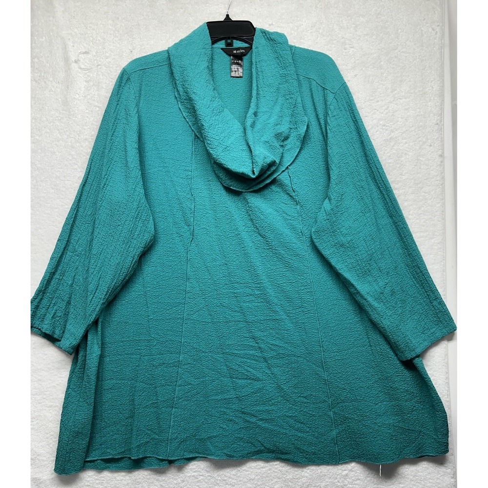 Ali Miles Womens Size 2X? Teal Green 3/4 Sleeve Cowl Neck Blouse Top (L2) - Picture 1 of 5